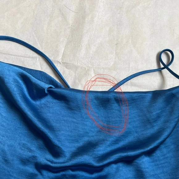 NWT Francesca’s Kenzie Slip Mini Dress Satin Bright Blue Size XL - Picture 9 of 10